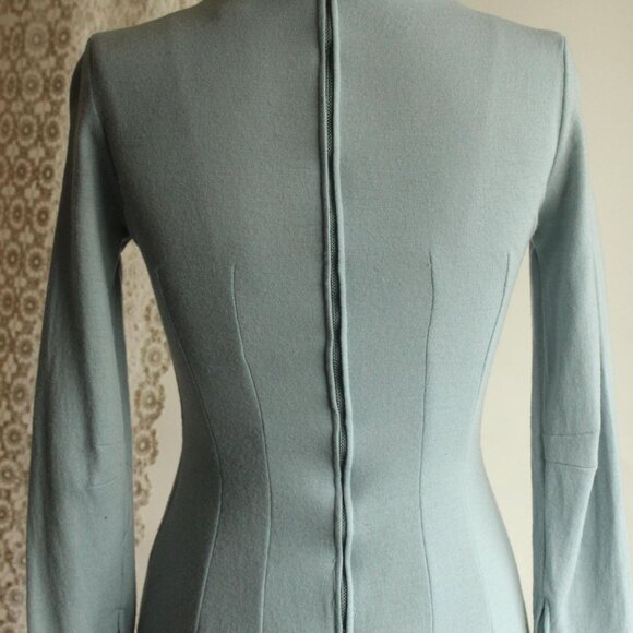 Vintage 1960s Wiggle Dress, Jonathan Logan Blue Wool Dress, Chumley Sportswear - Picture 10 of 13